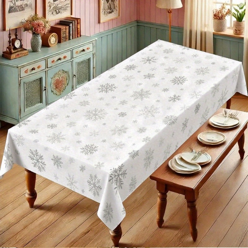 Outdoor Furniture Luxury - Luxury Snowflake Winter Tablecloth for Dining