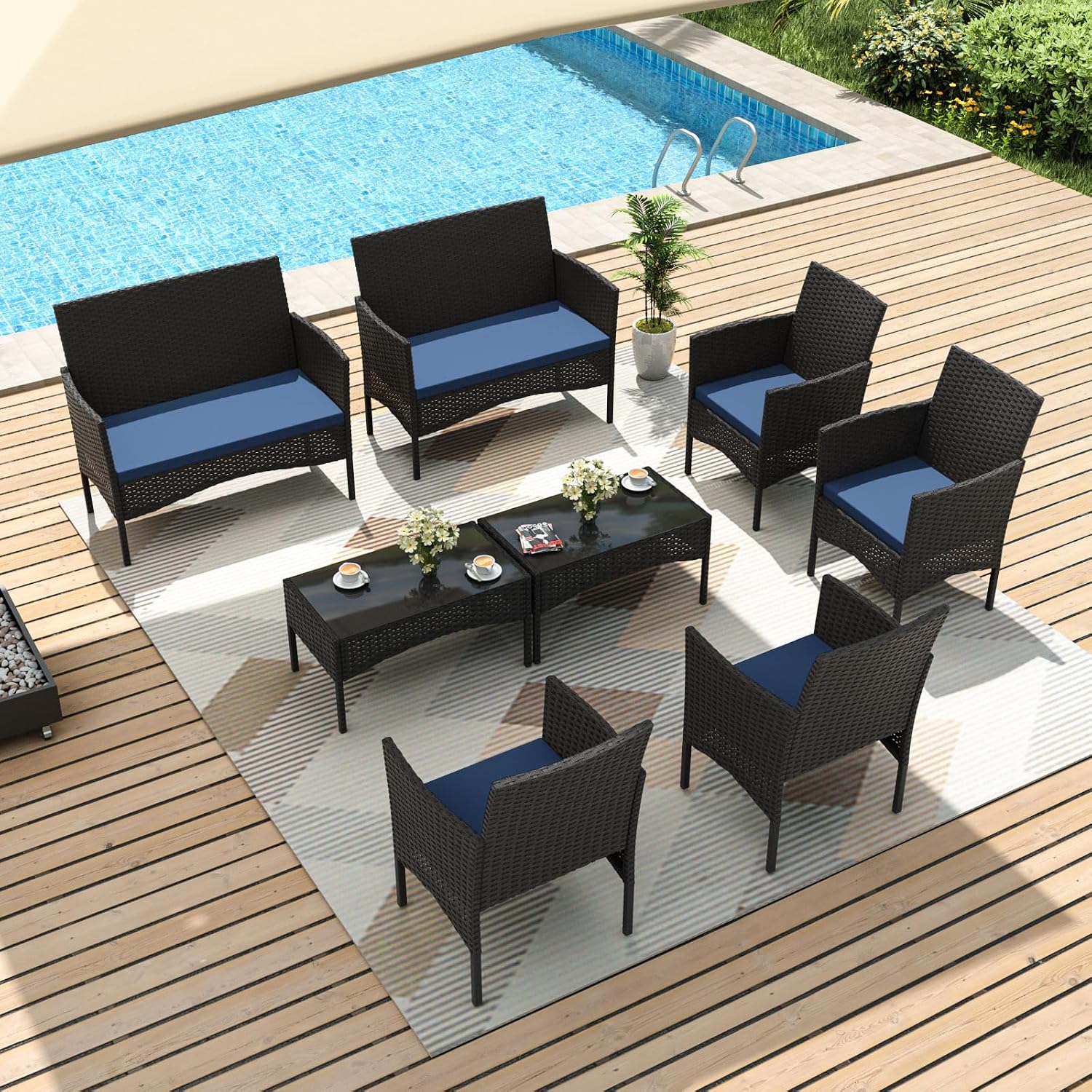 8 Pieces Patio Furniture Set,  - Outdoor Furniture Metal Chairs recension och pris