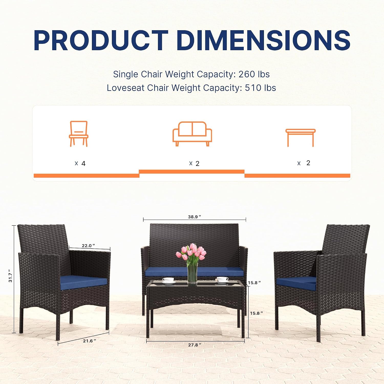 8 Pieces Patio Furniture Set,  - Outdoor Furniture Metal Chairs recension och pris
